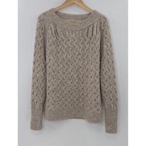 Mia Mai Braided Cable Knit Wool Alpaca Blend Sweater‎ Sz L Preppy Academia Italy